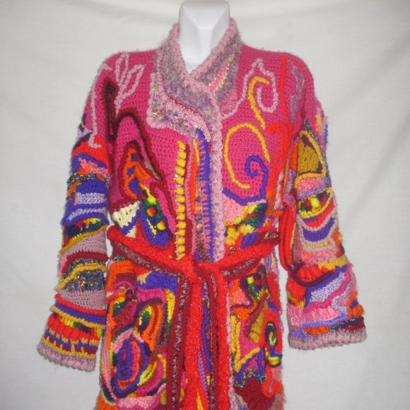 JACKET COAT M L XL crochet style free form handmade brand new Make your offers - Picture 4 of 15
